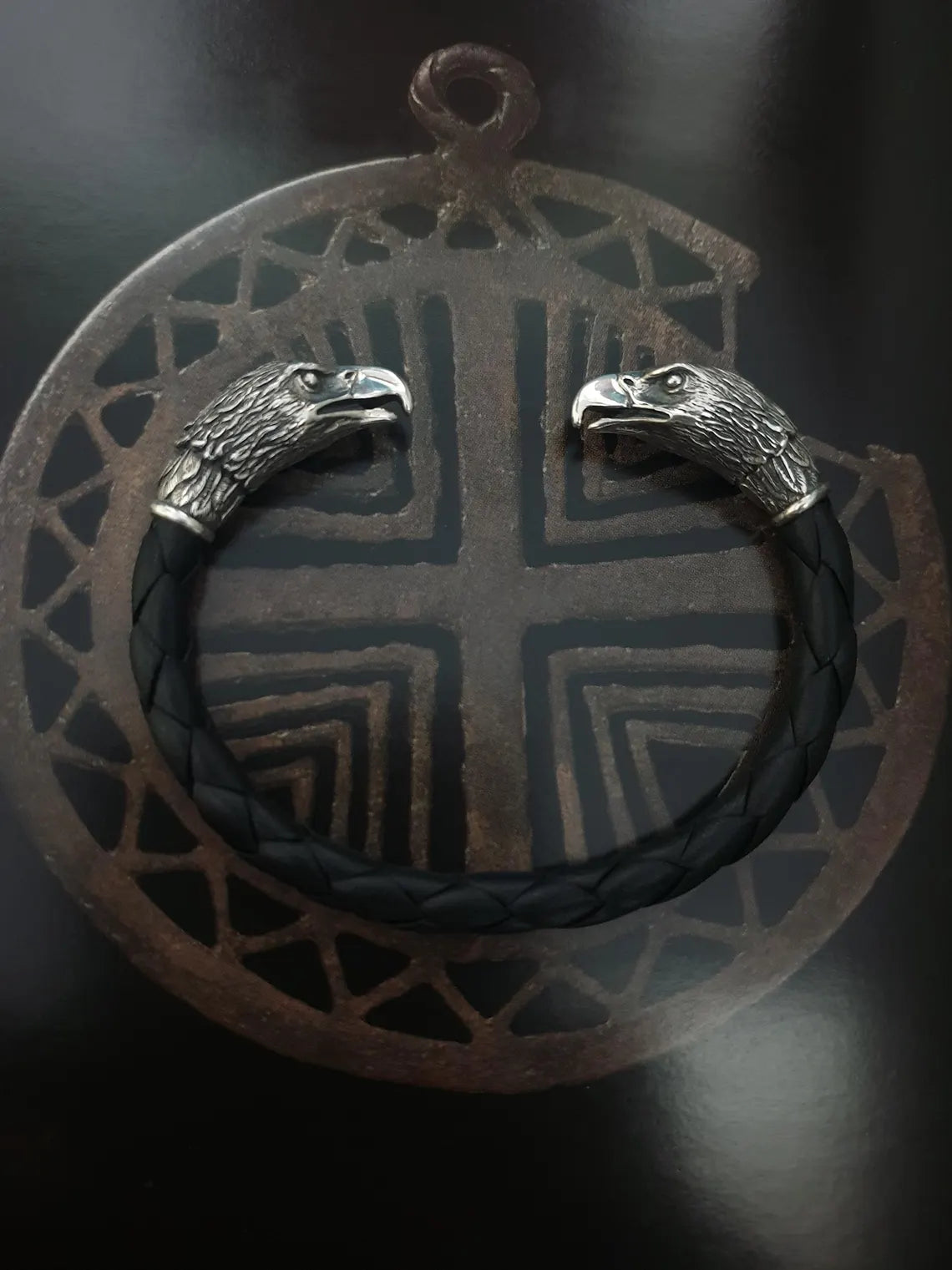 Men's bracelet with sterling silver eagle heads