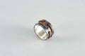 Handmade rustic sterling silver and copper men’s ring wide band