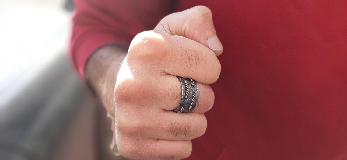 Bold handcrafted men’s statement ring design