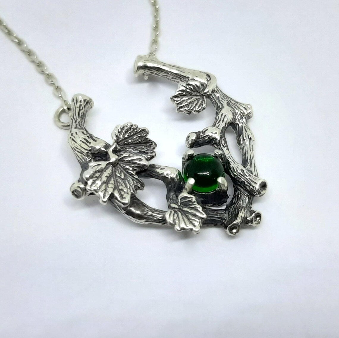 Nature inspired sterling silver grape necklace