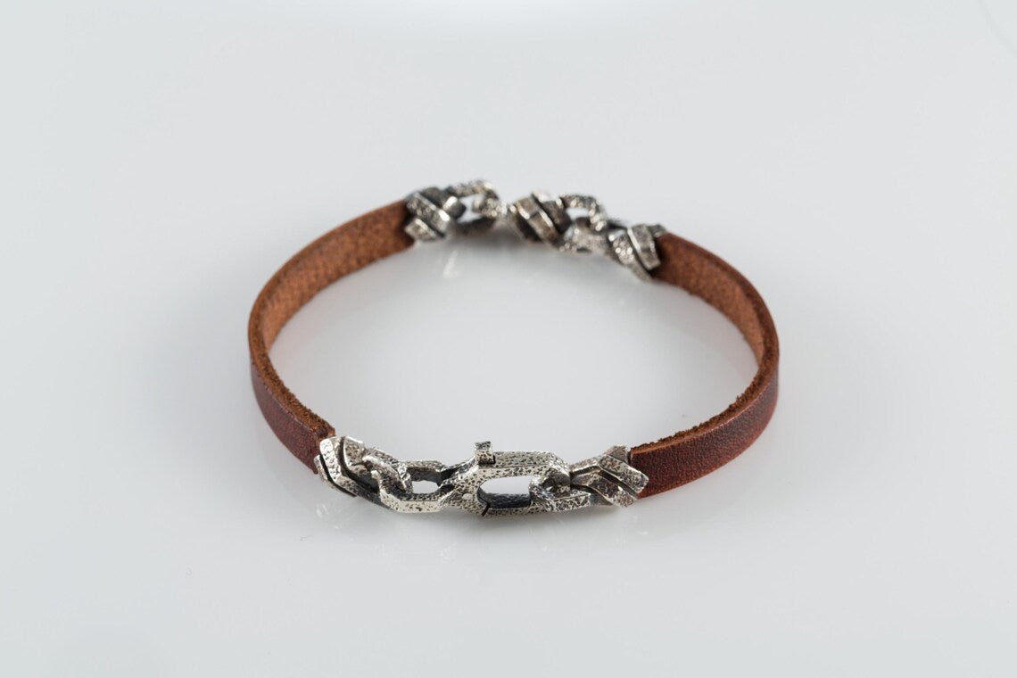 Braided leather bracelet for men