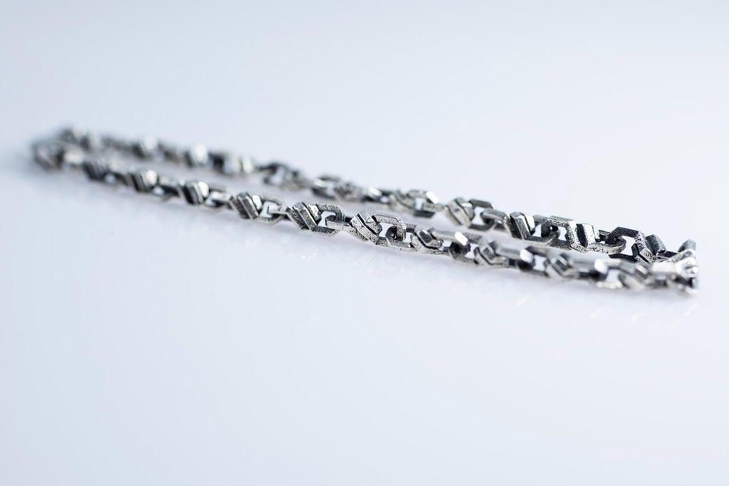 Mens silver link bracelet handcrafted