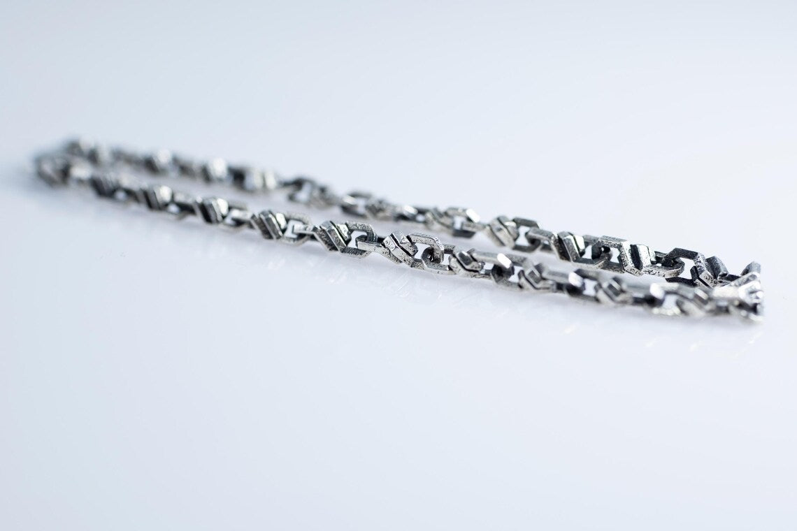 Mens silver link bracelet handcrafted