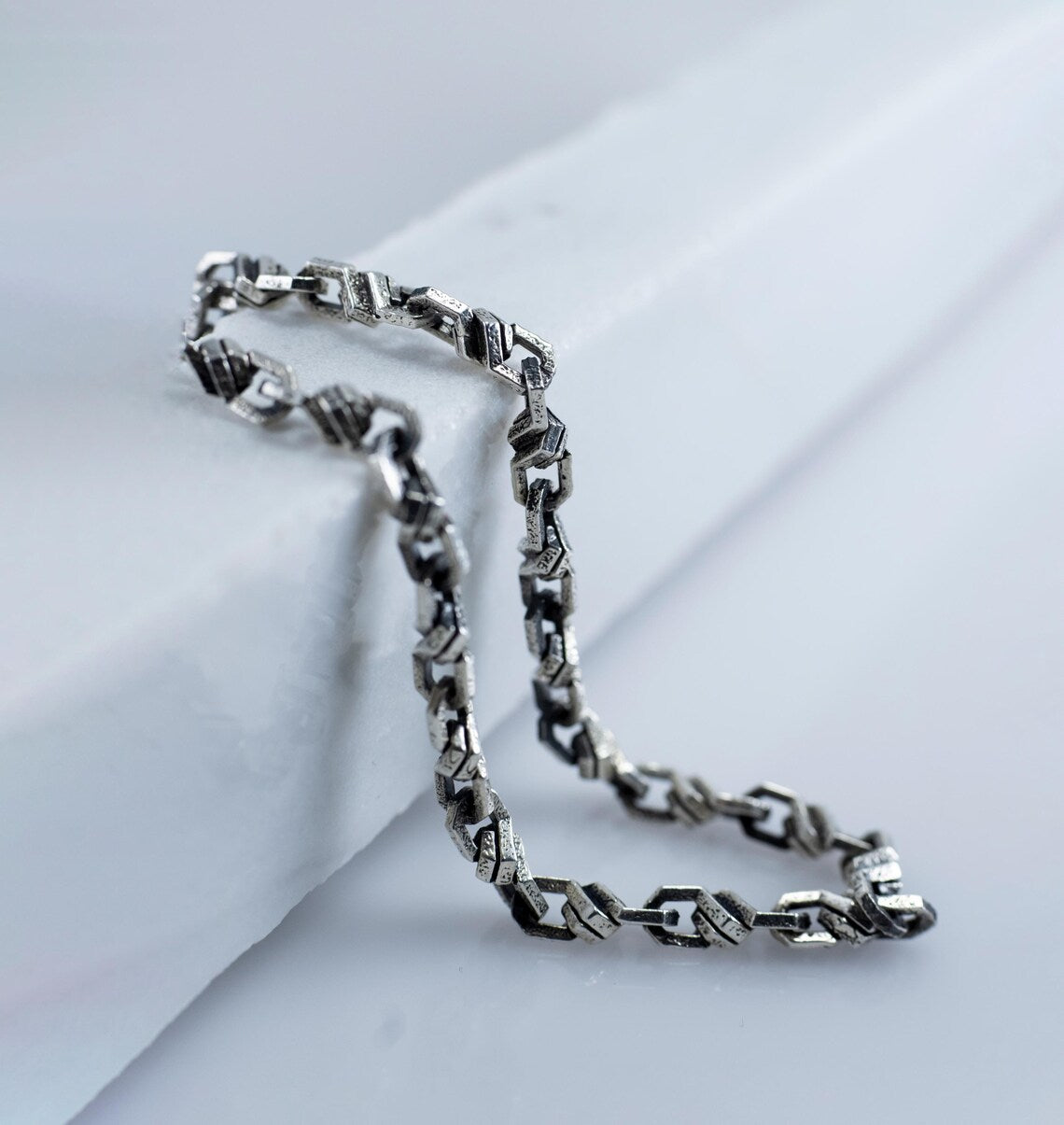 Sterling silver anchor chain bracelet for men
