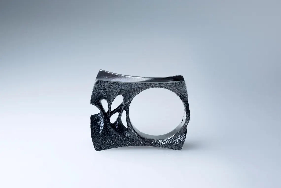 Modern handmade sterling silver wearable art ring