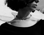 Chunky anchor chain sterling silver necklace detail
