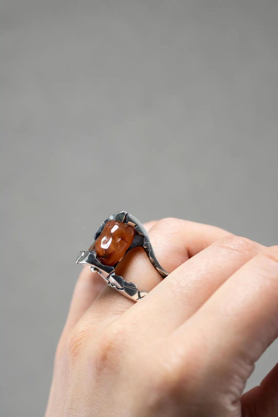 Red Agate Silver Statement Ring product image 6