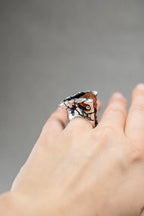 Unique handmade silver ring with natural agate stone