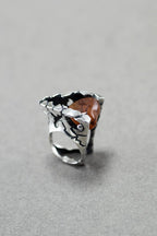 Bold sculptural unisex gemstone ring in 925 silver