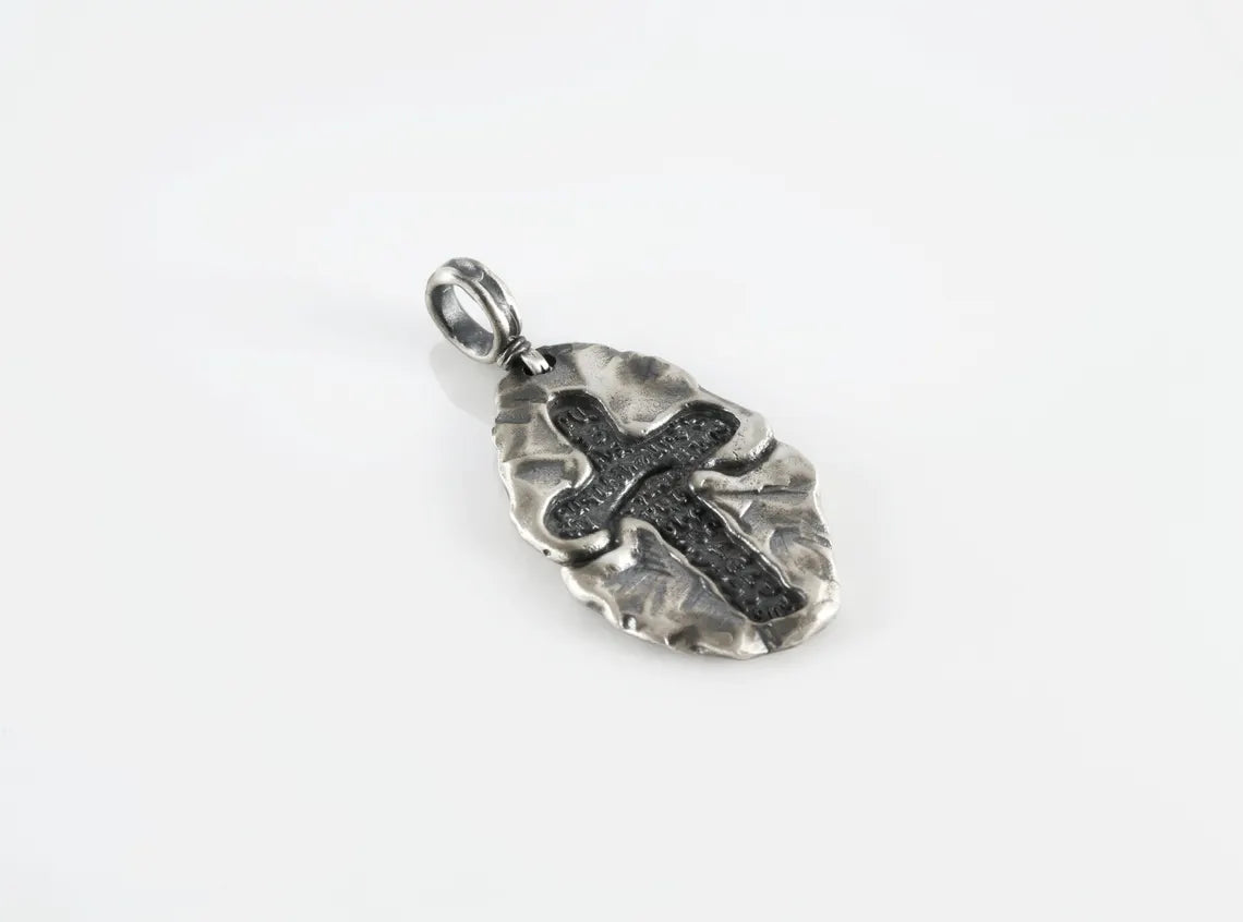Christian prayer silver necklace