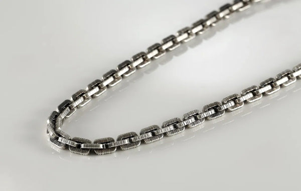 Handcrafted oxidized sterling silver box chain necklace