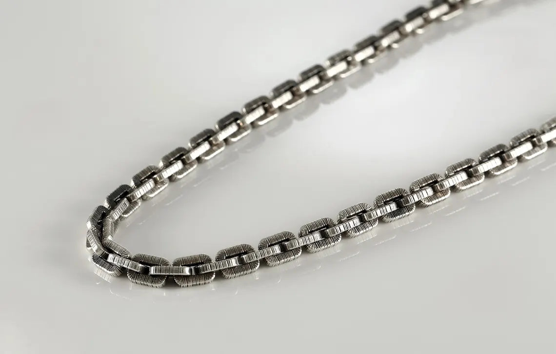 Oxidized sterling silver box chain necklace