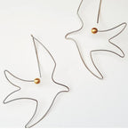 Handcrafted sterling silver bird earrings with pearl accents