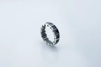 Handmade sterling silver ring with red inlay