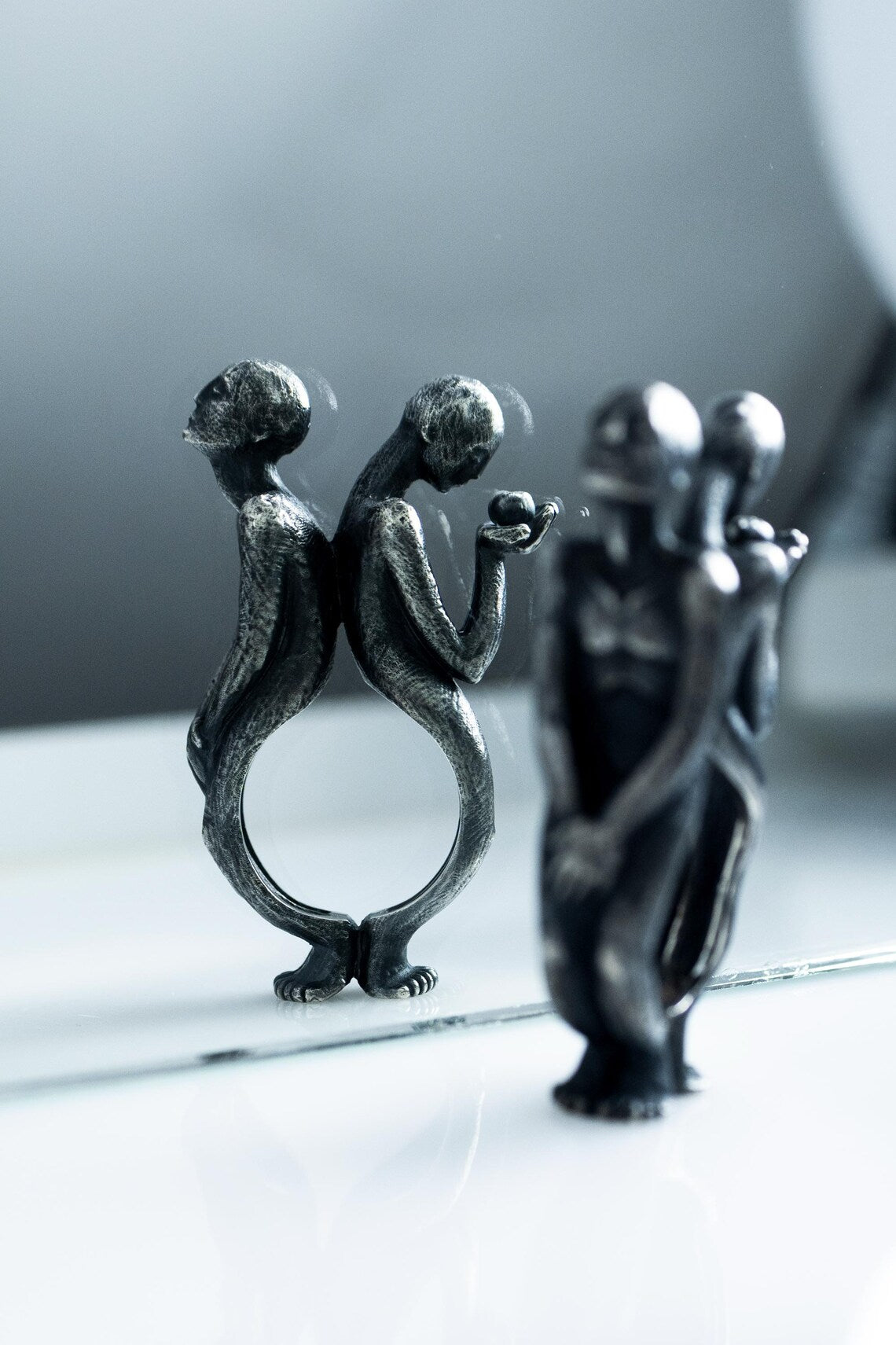 Myth-inspired sterling silver conceptual jewelry ring design