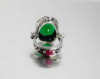 Oxidized sterling silver ring with natural quartz stones