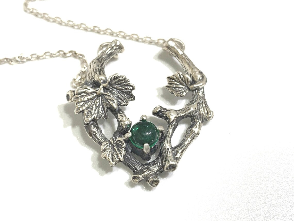 Artisan silver vineyard pendant