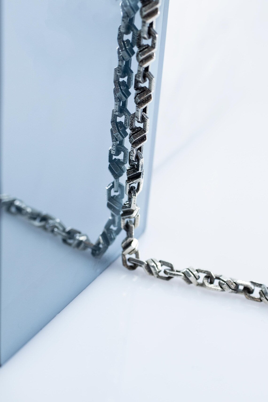 Minimalist mens sterling silver chain bracelet