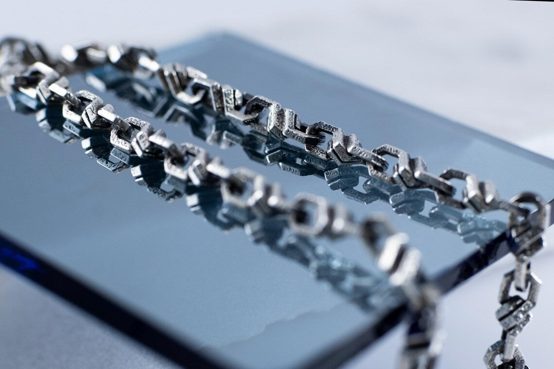 Oxidized silver anchor chain jewelry