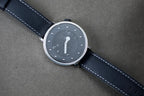 Handmade minimalist sterling silver men's watch with leather strap