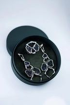 Handmade Earth Element silver set on display