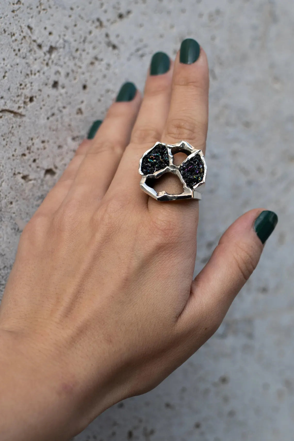 Geometric sterling silver Earth Element jewelry