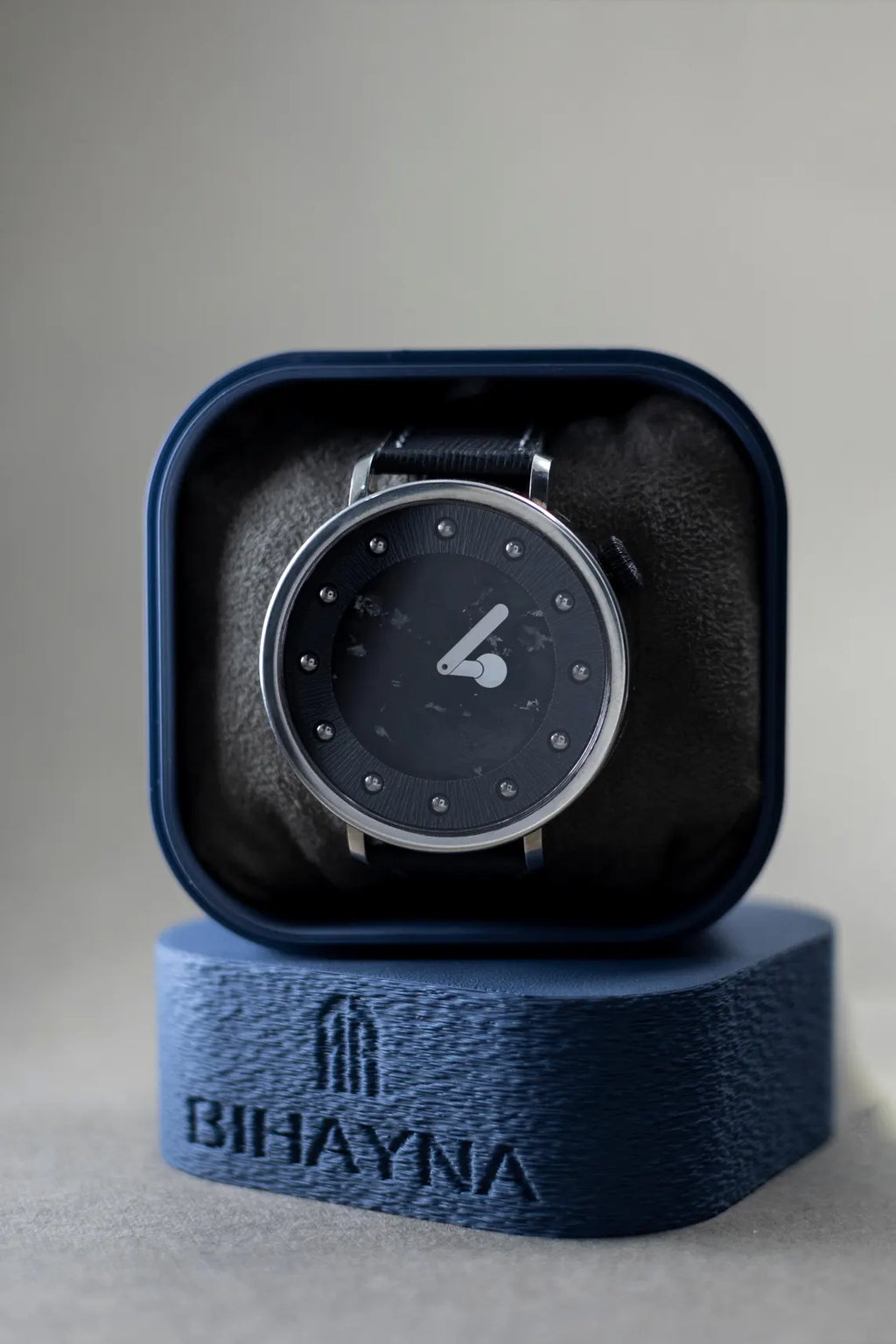 Handcrafted Minimalist 925 Sterling Silver Men's Watch with Leather Strap