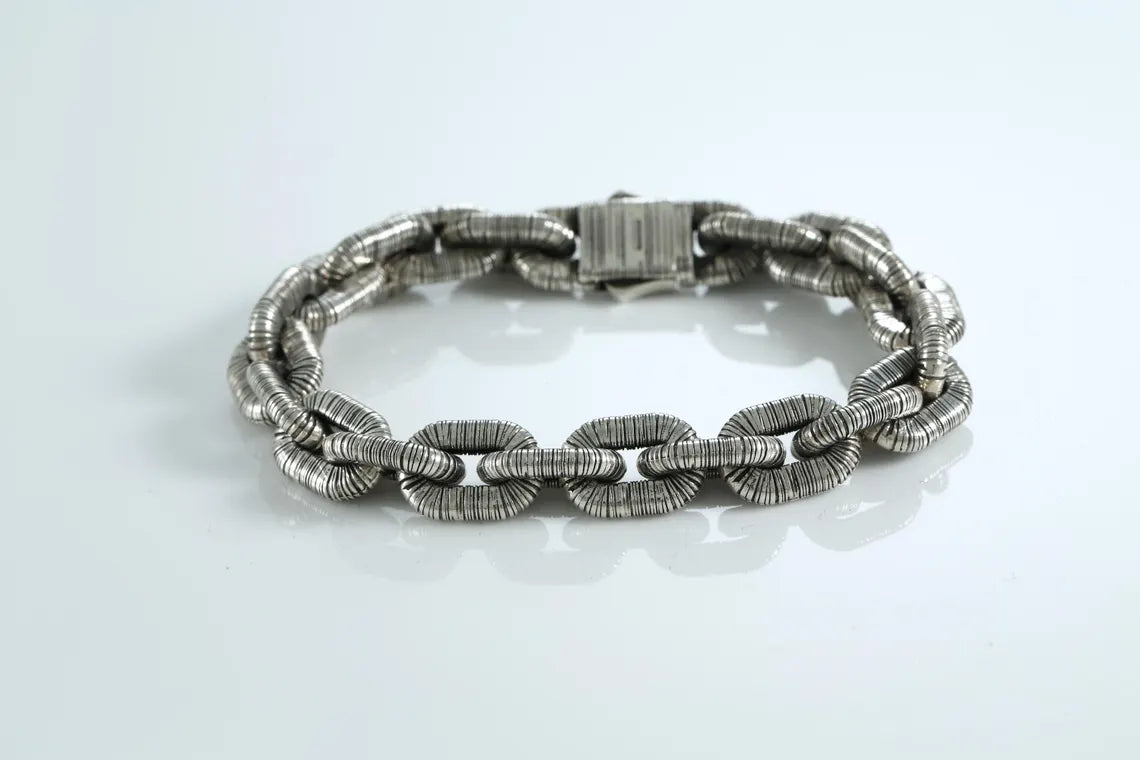 Anchor detail silver bracelet