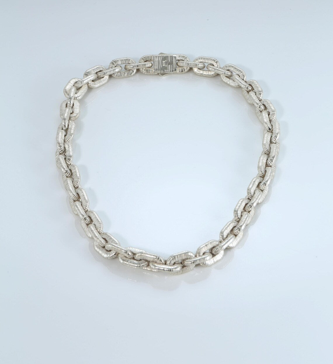 Handcrafted Chunky 925 Sterling Silver Chain Necklace with Anchor Pendant
