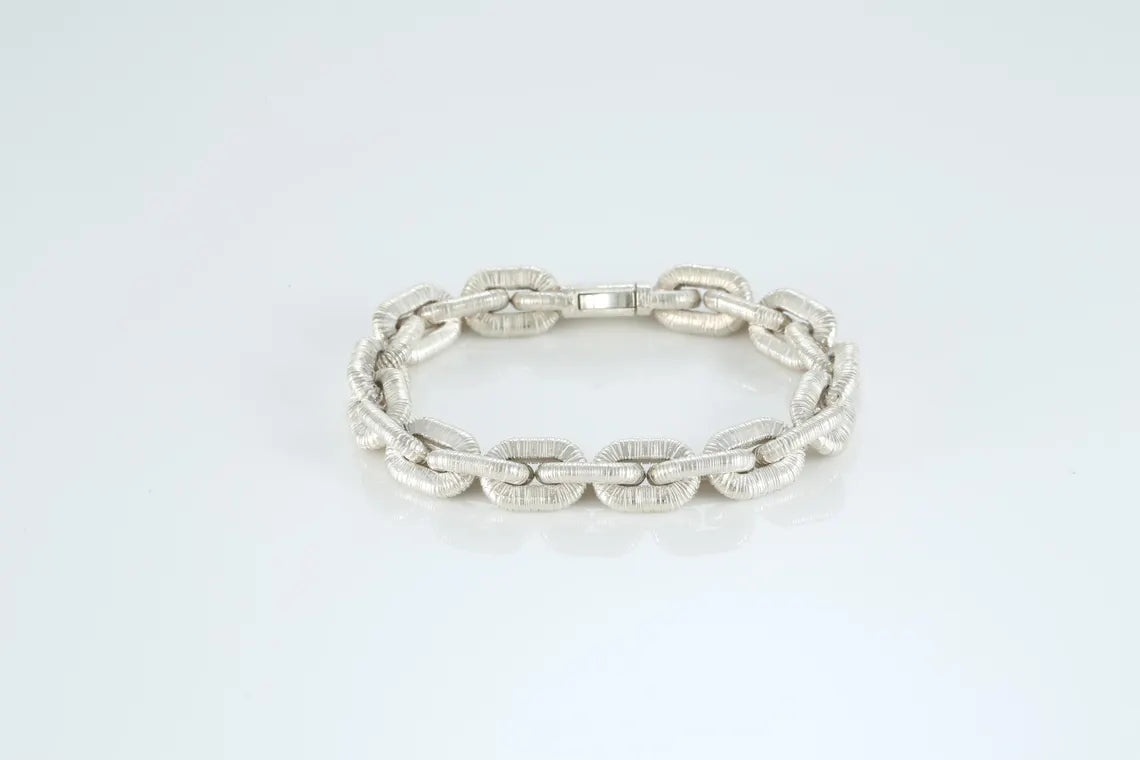 Handmade textured silver bracelet