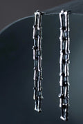 Handcrafted Sterling Silver Chain Link Earrings – Rustic Textured Unisex Dangle Jewelry