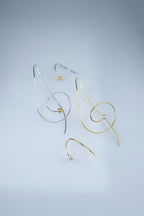 Handcrafted sterling silver treble and bass clef pearl earrings