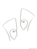 Artistic sterling silver statement earrings with abstract face design