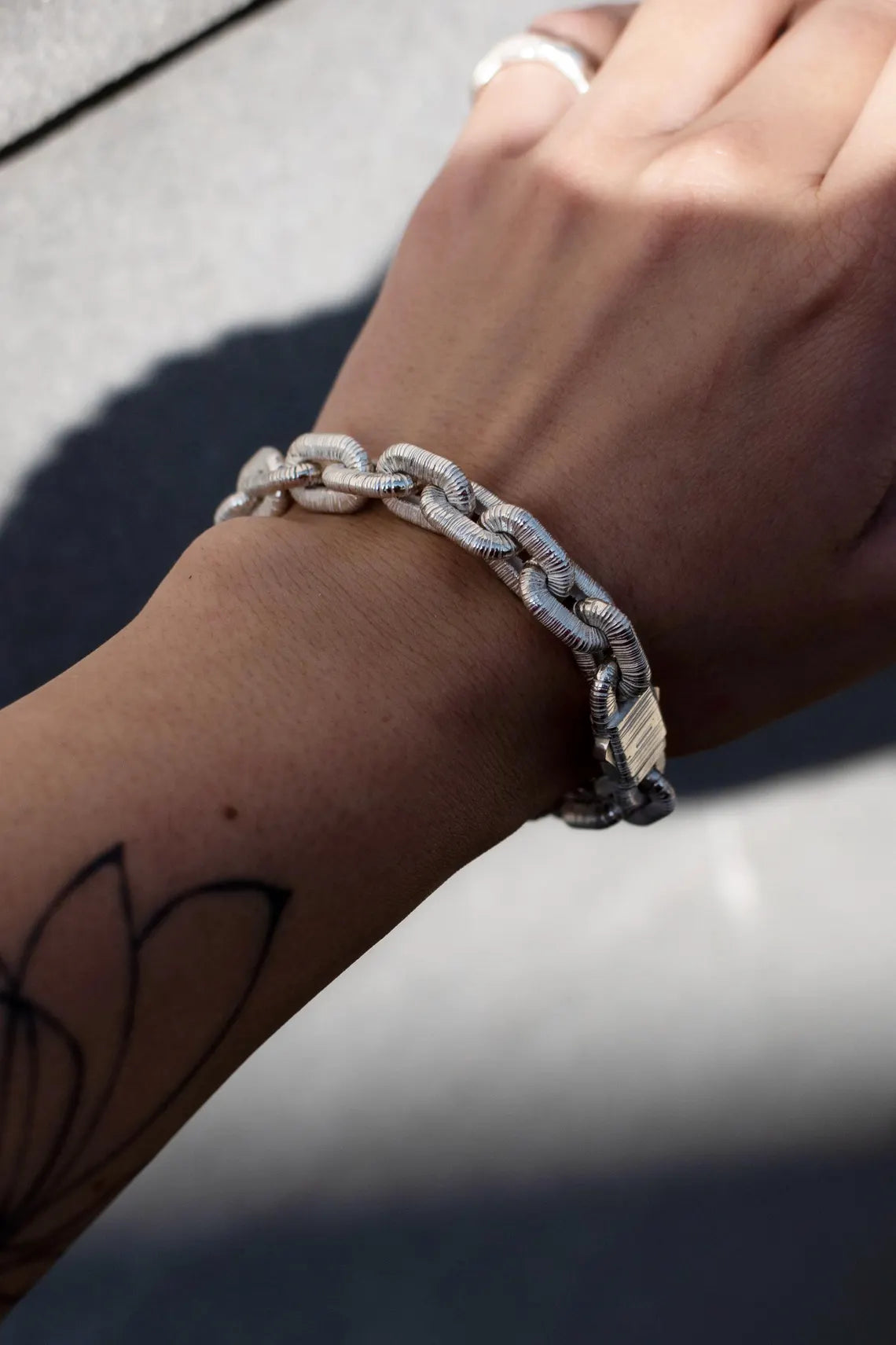 Sterling silver anchor chain bracelet