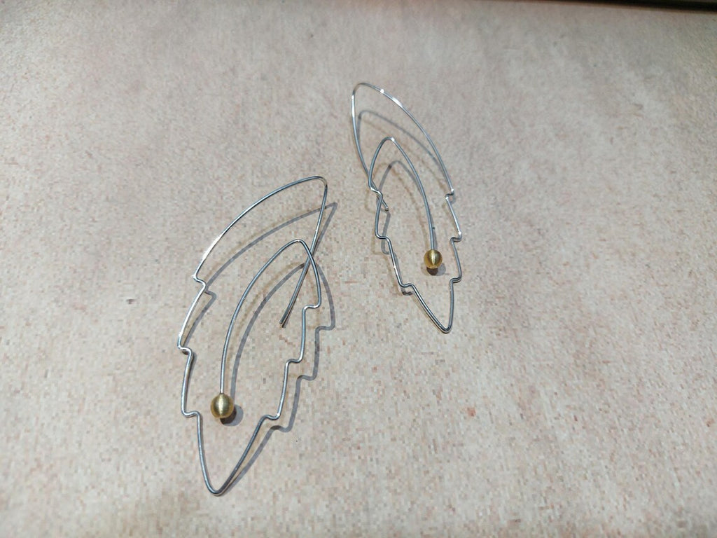 Handcrafted Sterling Silver Leaf Earrings with Pearl Drops – Minimalist Nature Jewelry