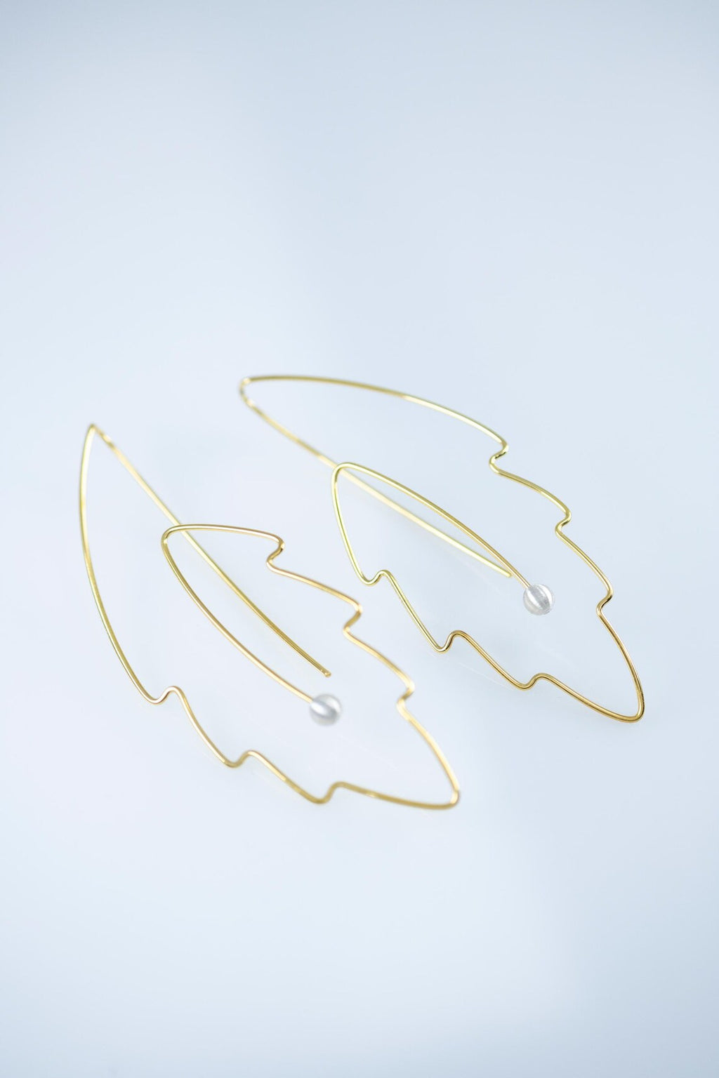 Handcrafted Sterling Silver Leaf Earrings with Pearl Drops – Minimalist Nature Jewelry