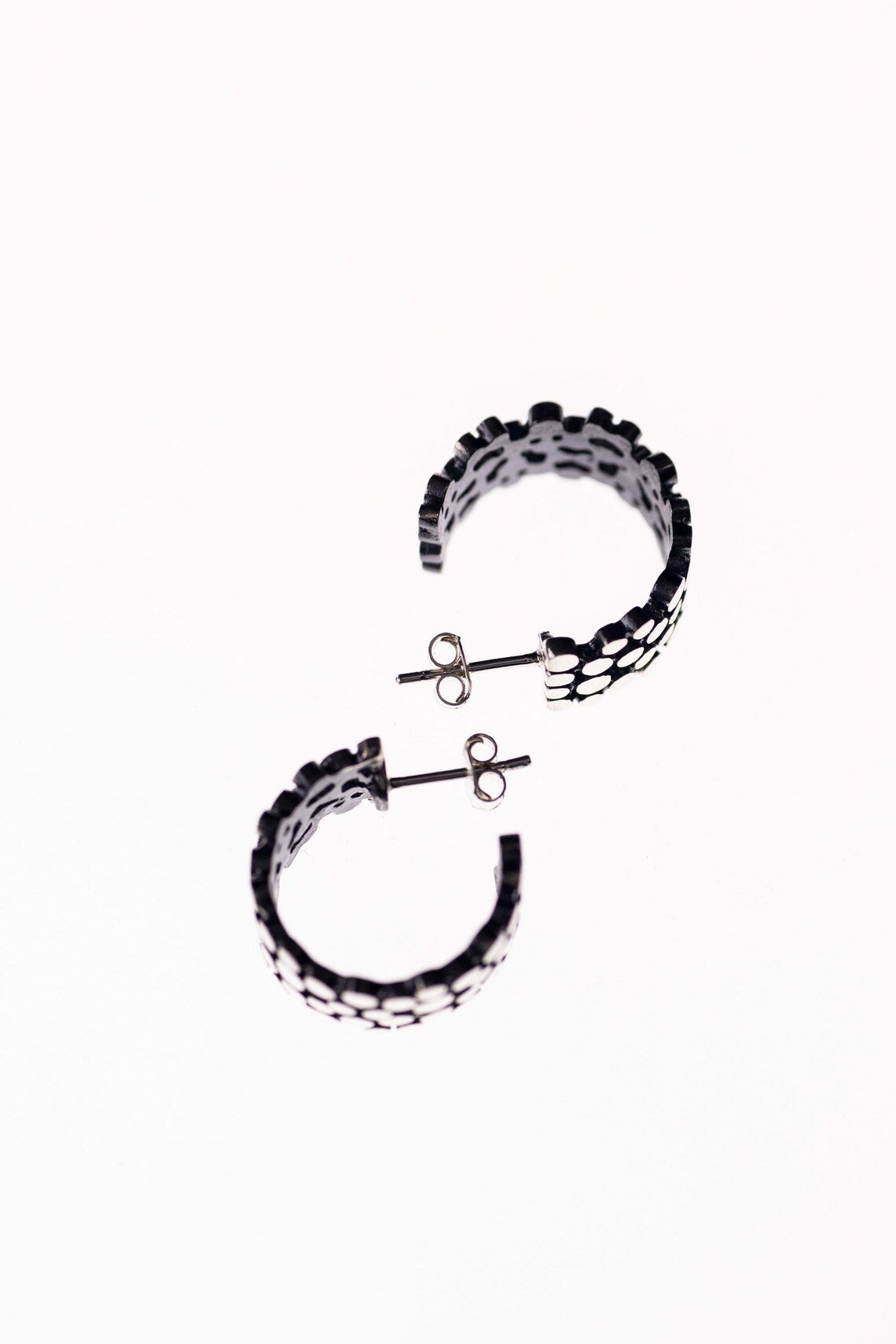 Handcrafted Sterling Silver Textured Jewelry Set – Modern Hoop Earrings & Statement Ring
