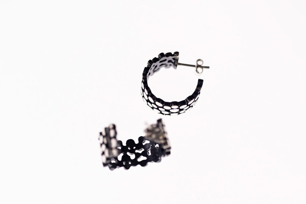 Handcrafted Sterling Silver Textured Jewelry Set – Modern Hoop Earrings & Statement Ring
