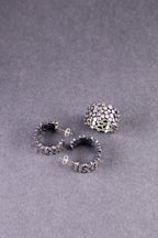 Handcrafted Textured Sterling Silver Jewelry Set – Hoop Earrings & Statement Ring