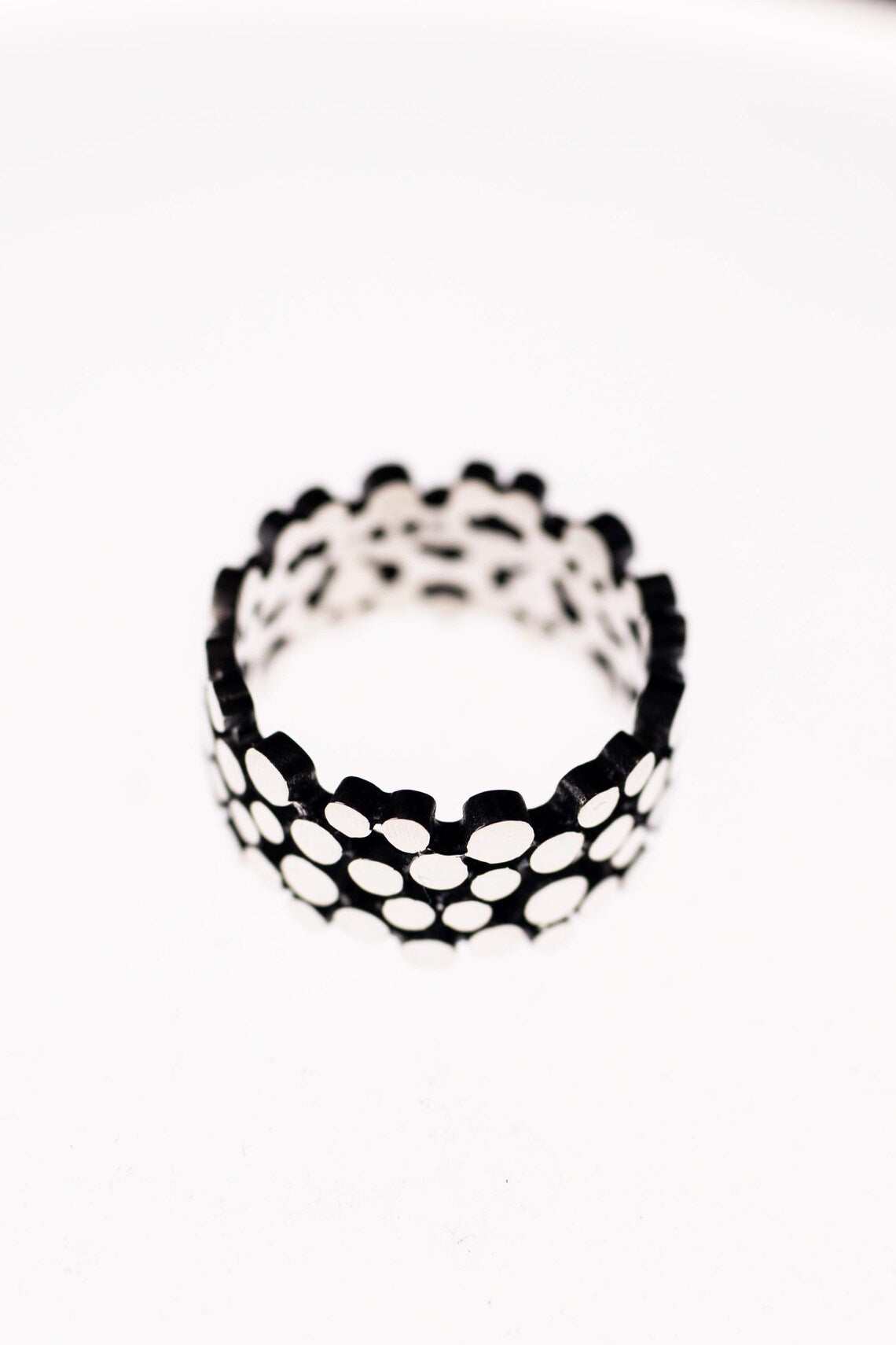 Handcrafted Textured Sterling Silver Jewelry Set – Hoop Earrings & Statement Ring