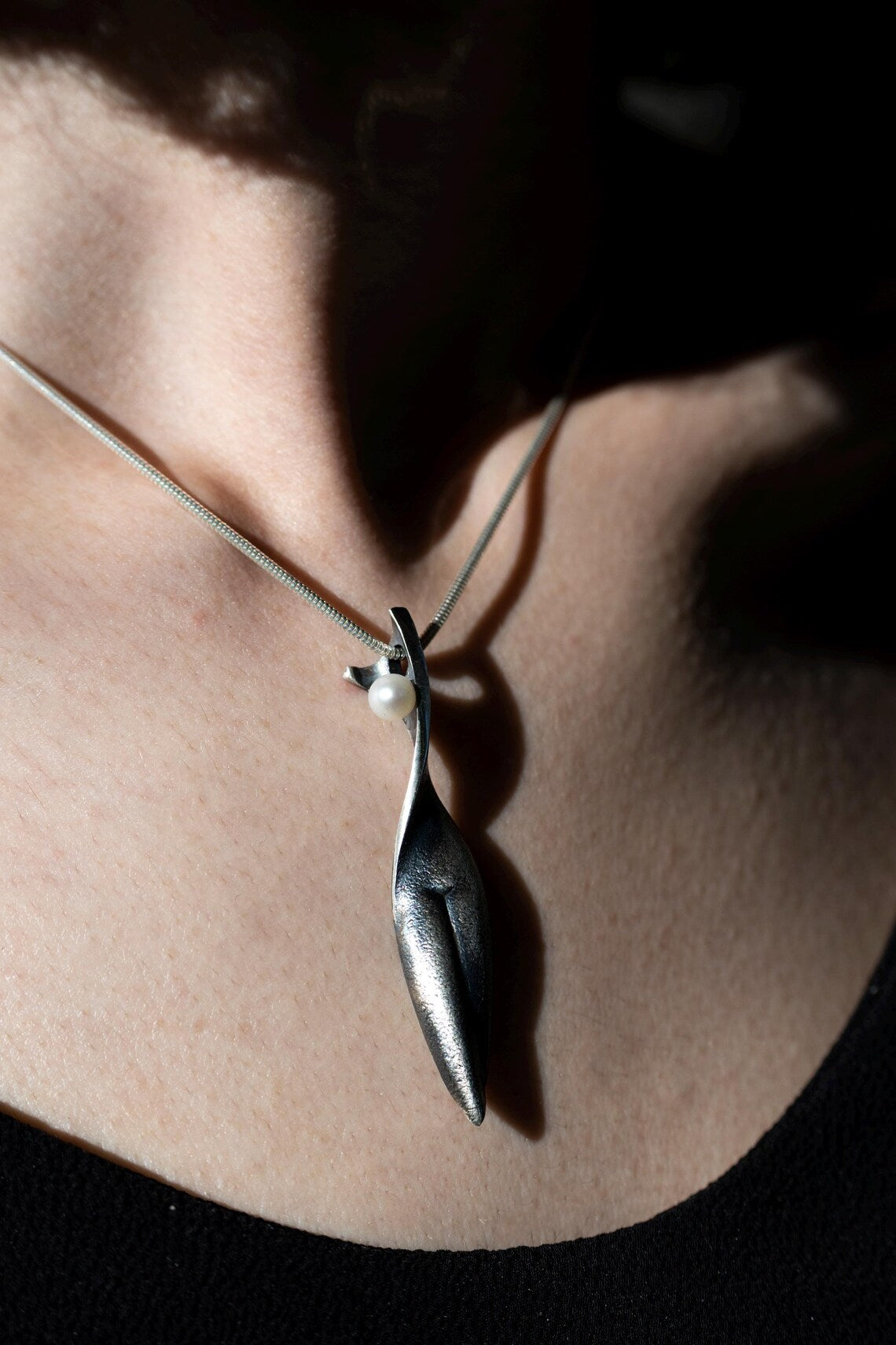 Sculptural Pearl Silver Earrings product image 2