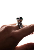 Contemporary artisan silver face ring