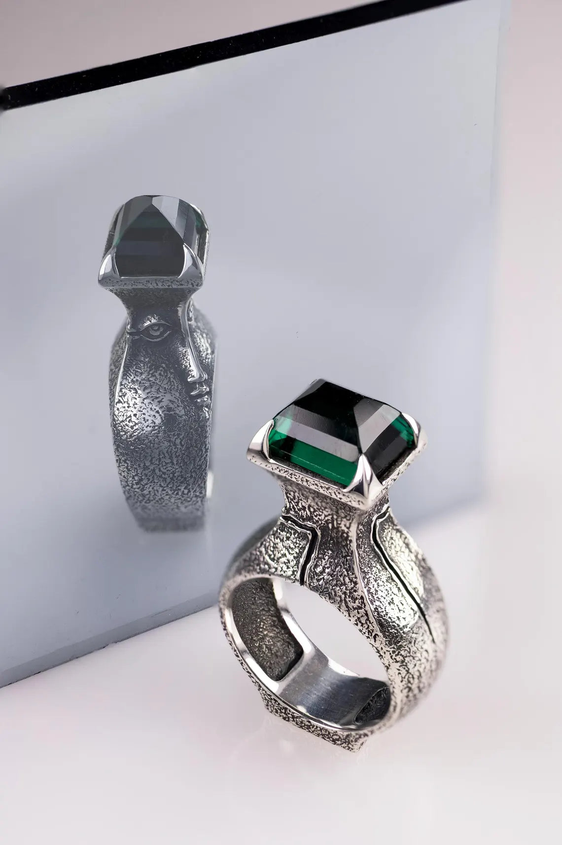 Oxidized sterling silver sculptural ring