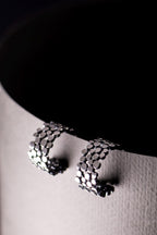 Handcrafted Textured Sterling Silver Jewelry Set – Hoop Earrings & Statement Ring
