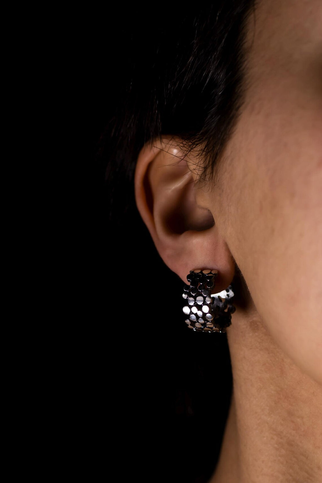 Handcrafted Sterling Silver Textured Jewelry Set – Modern Hoop Earrings & Statement Ring