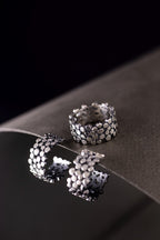 Handcrafted Textured Sterling Silver Jewelry Set – Hoop Earrings & Statement Ring