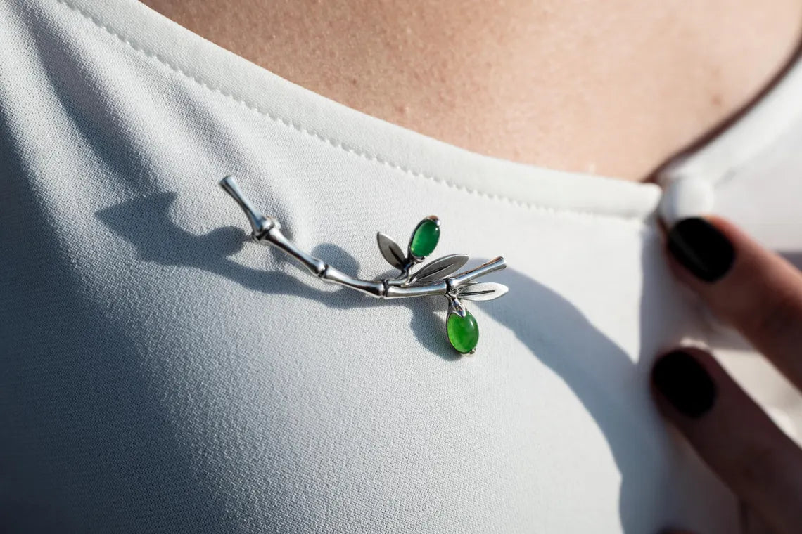Sterling silver bamboo ear cuff detail
