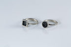 Handcrafted sterling silver druzy ring set with Rainbow Carborundum stones