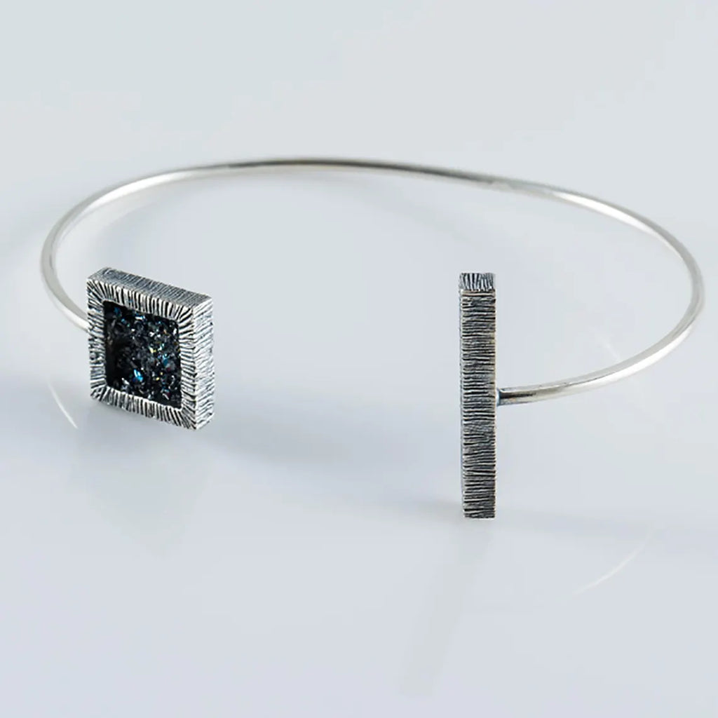 Rainbow Carborundum open bangle