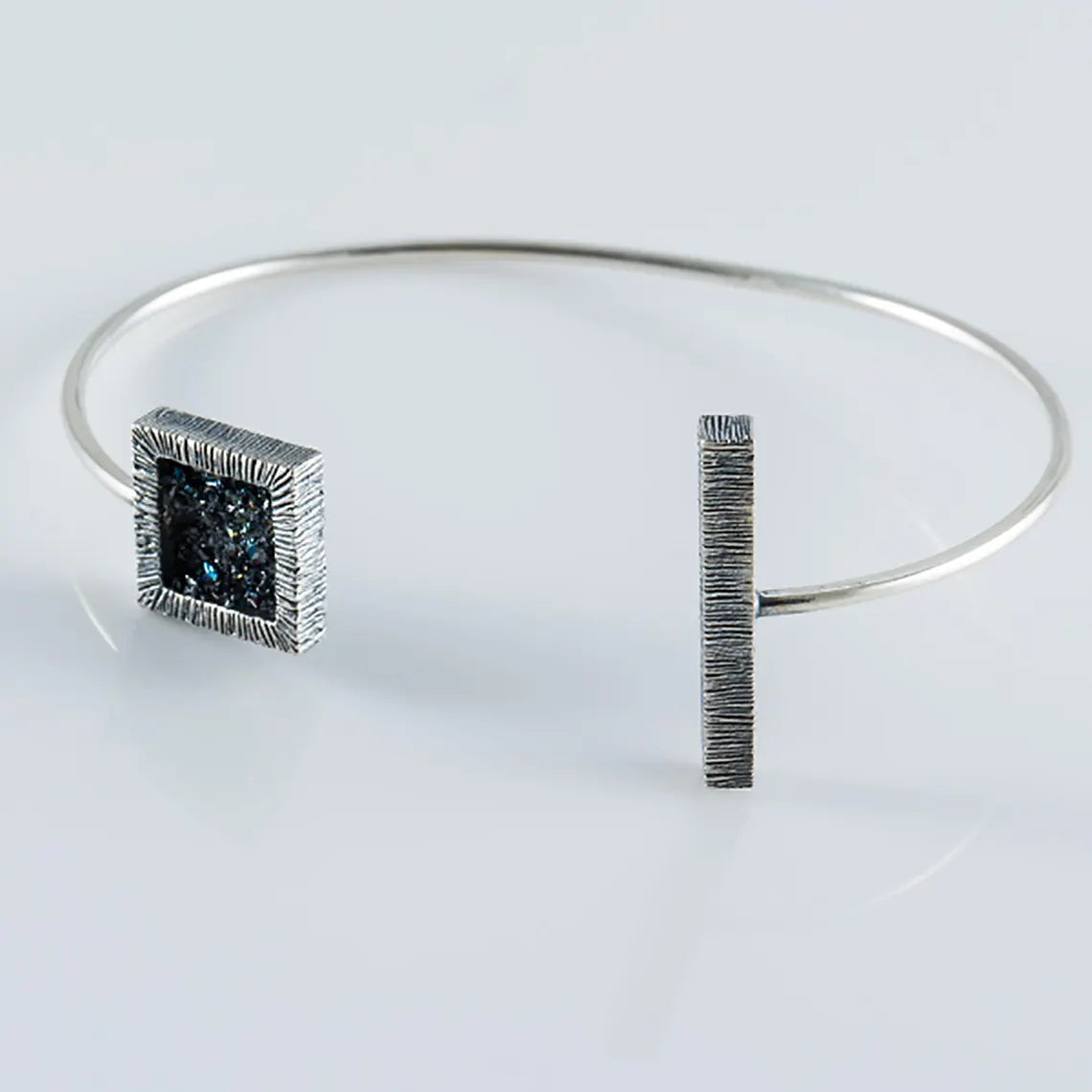 Rainbow Carborundum open bangle